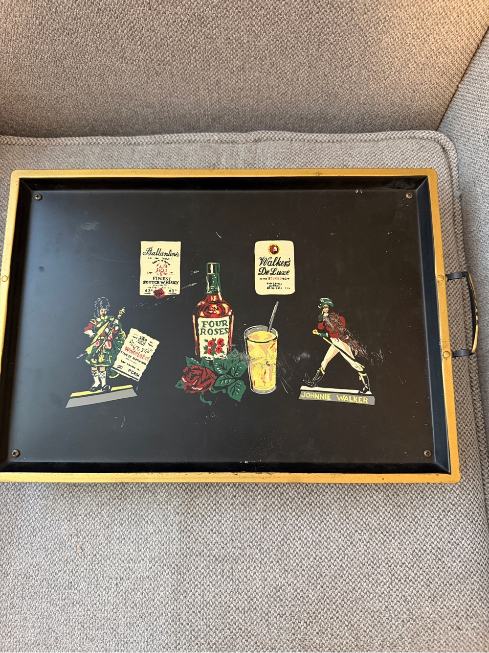 VTG  Nashco Products Musical black toleware bar tray from the mid-century